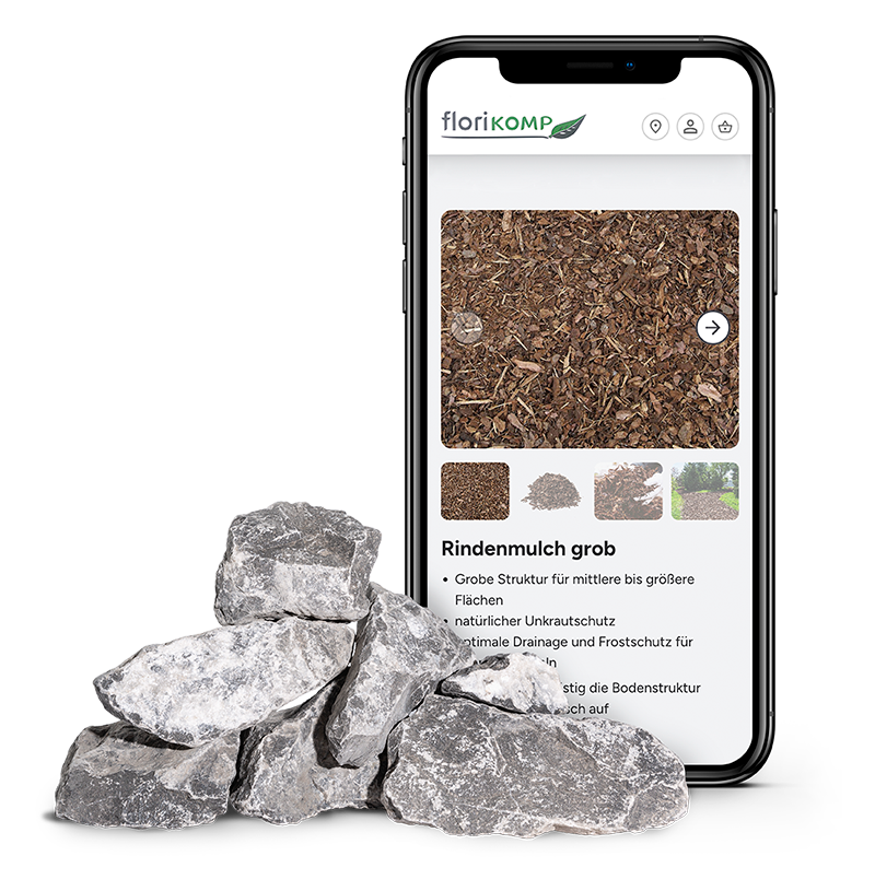 Smartphone mit Schüttgut Haufen